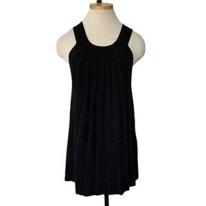 Kenar Pleated Knit Sleeveless Sweater Top Large Black Metallic